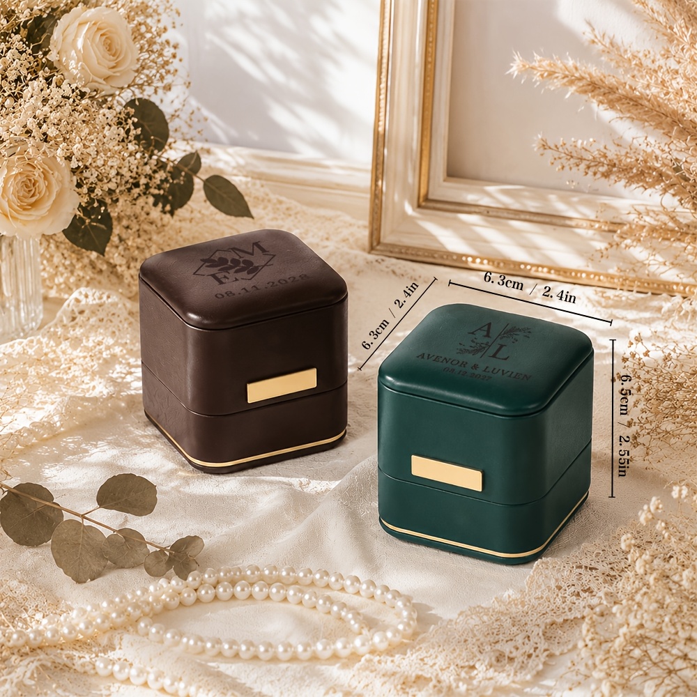 Personalized Faux Leather Jewelry Box for Engagement and Wedding